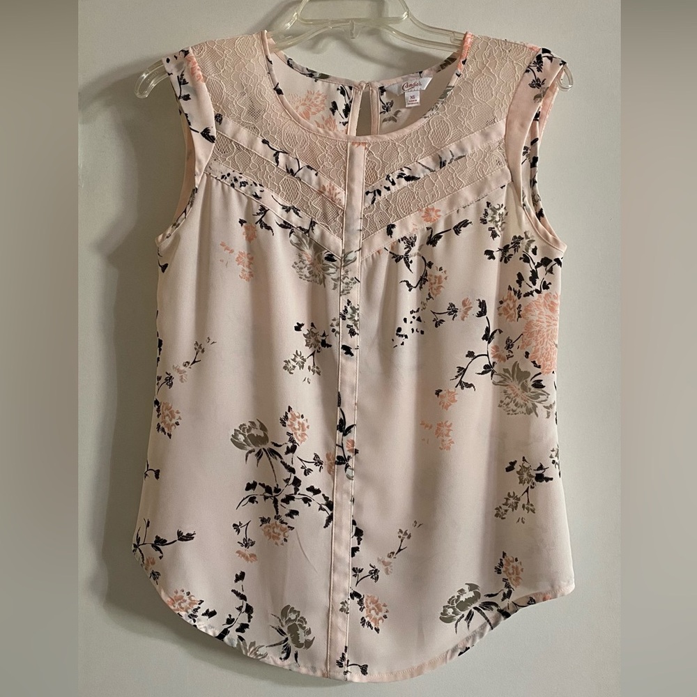 Candie's Floral Lace Blouse - Cream and Black